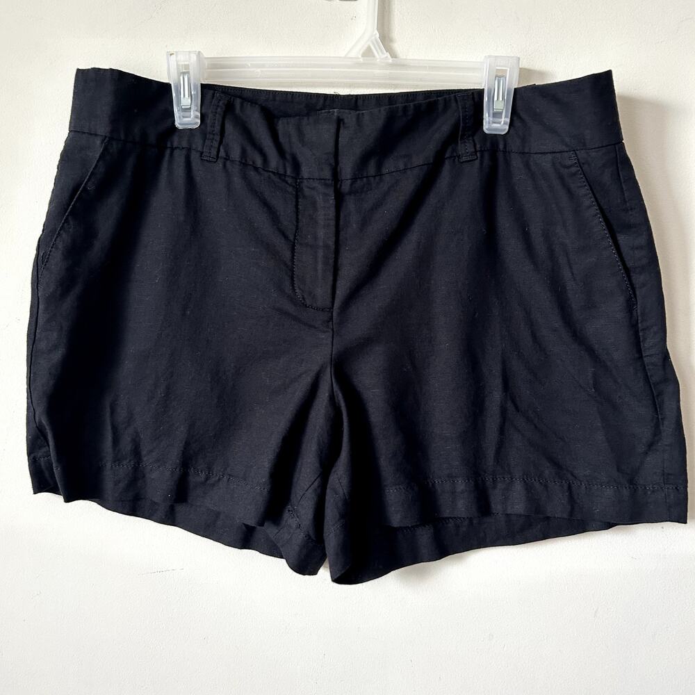 Talbots Linen Blend Shorts Size 16 Plus Black Minimalist Lagenlook Beachy Mature